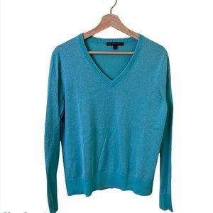 Brooks Brothers Light Blue Metallic V-Neck Sweater